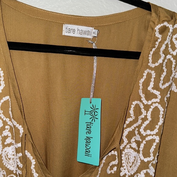 TIARE HAWAII *Margarita* Goldenrod yellow beach tunic caftan coverup dress M/L - Picture 9 of 10